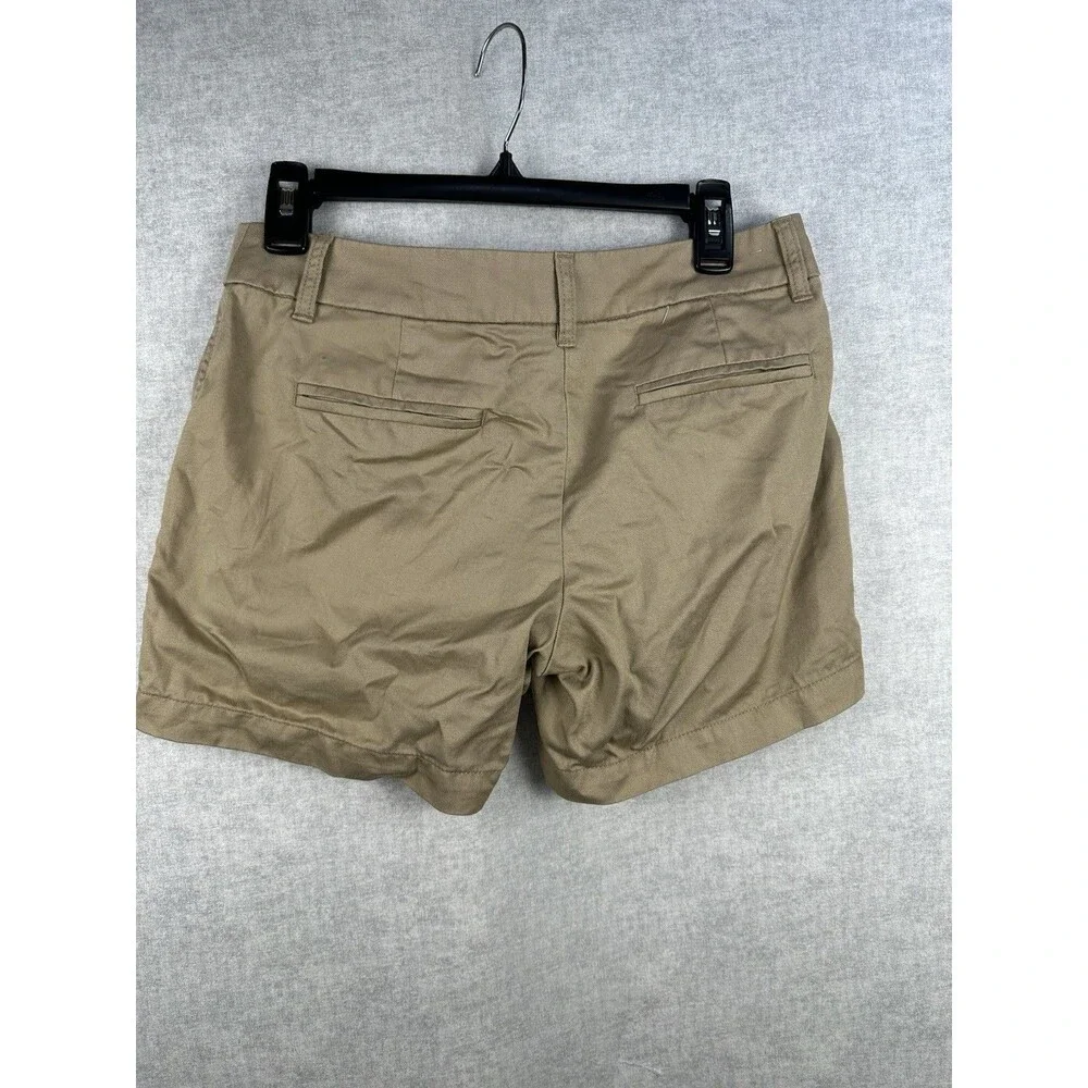 J.Crew Chino Flat Front Shorts Size 2 Womens Khaki Casual 5” Inseam Preppy